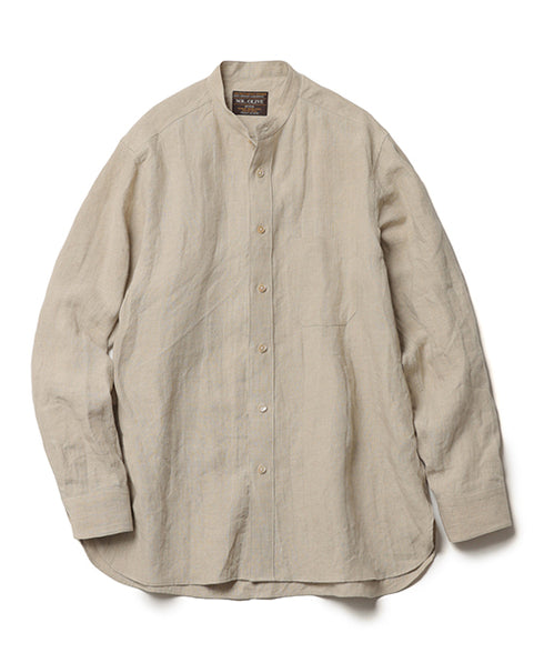 MR.OLIVE / FRENCH LINEN CLOTH / BAND COLLAR L/S SHIRT ミスターオリーブ/フレンチリネンクロス/バンドカラー ロングスリーブシャツ